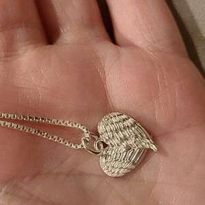 Wings heart sterling silver necklace